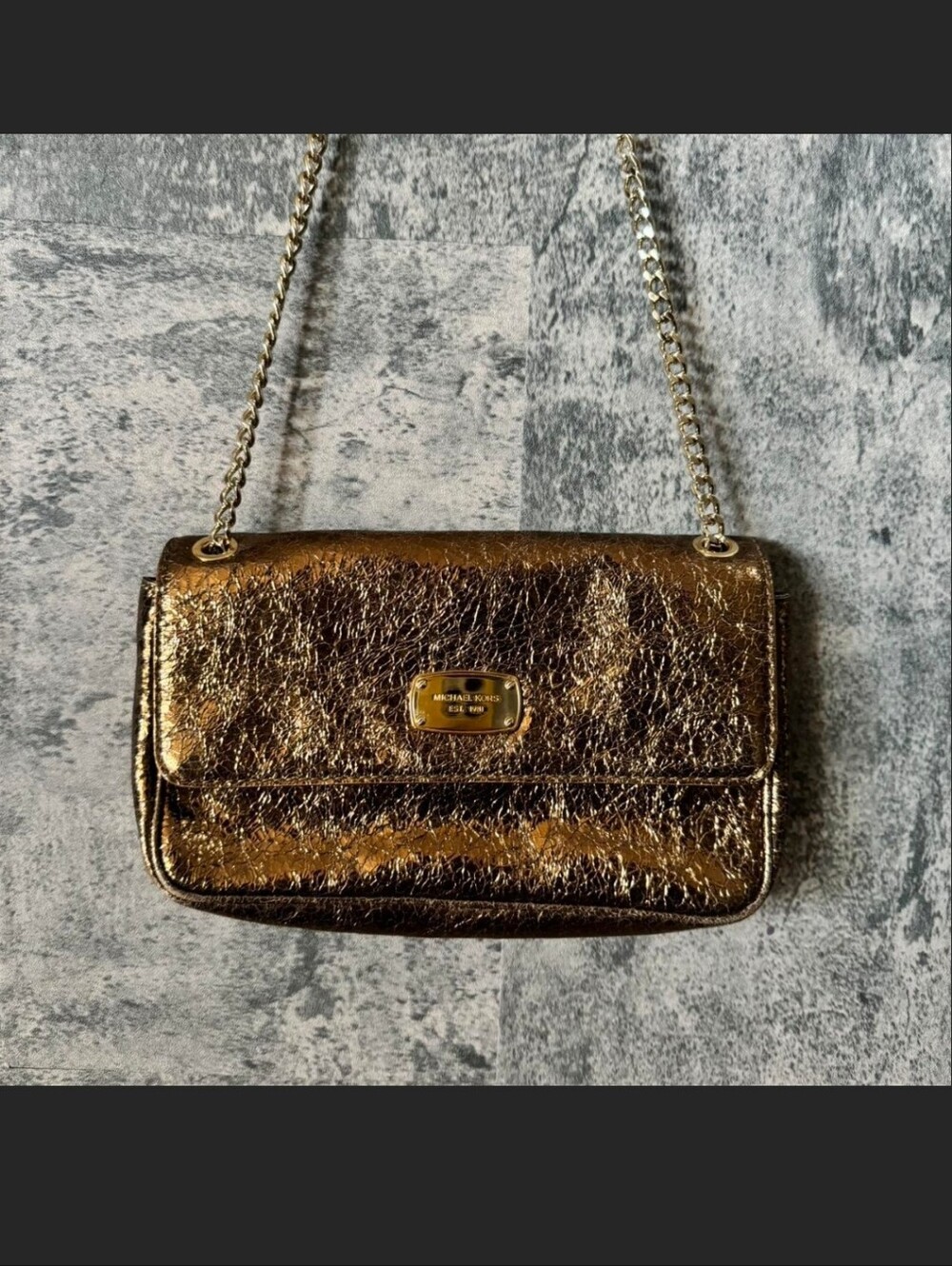 Michael Kors Metallic Bronze Gold Chain Crossbody Bag